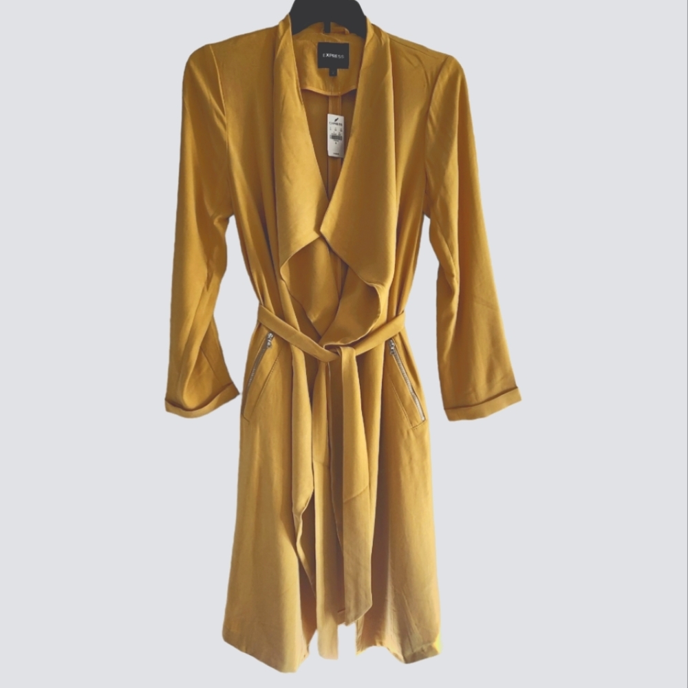 Express Women's Mustard Yellow Trench Coat